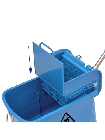 relaxdays Reinigungswagen in Blau - (B)44 x (H)66 x (T)28 cm