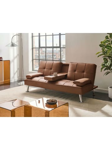 Beliani 3-tlg 3-Sitzer Sofa ROXEN in Braun/Silber