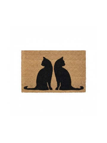 relaxdays Fußmatte "Katzen" in Natur/ Schwarz - 40 x 60 cm
