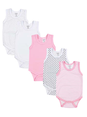 TupTam Baby Mädchen Achselbody 5er Pack in rosa/weiß
