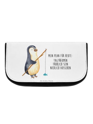 Mr. & Mrs. Panda Kosmetiktasche Pinguin Angler mit Spruch in Weiß