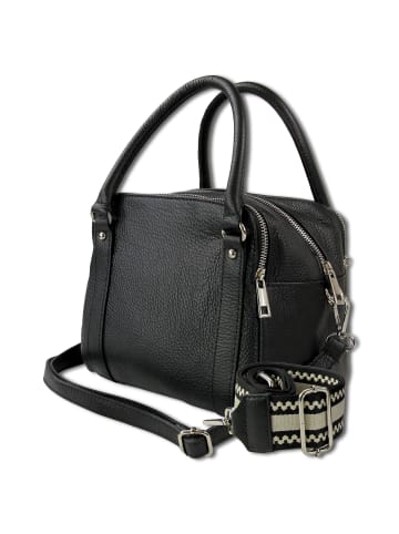 Toscanto Leder Umhängetasche, Citytasche Toscanto Tasche schwarz ca. 22cm