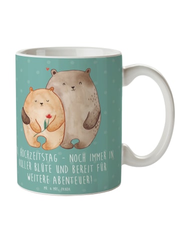 Mr. & Mrs. Panda Tasse 10. Hochzeitstag Rosenhochzeit mit Spruch in Meeresbrise