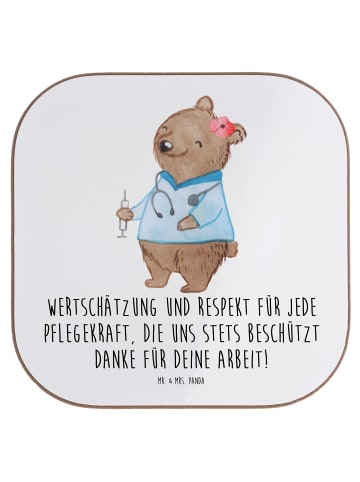 Mr. & Mrs. Panda Untersetzer Pflegekraft Wertschätzung mit Spruch in Weiß