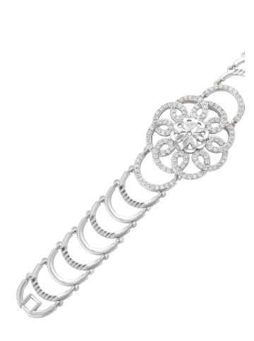faina Women Chain Link Bracelet With Rhinestones in Silver