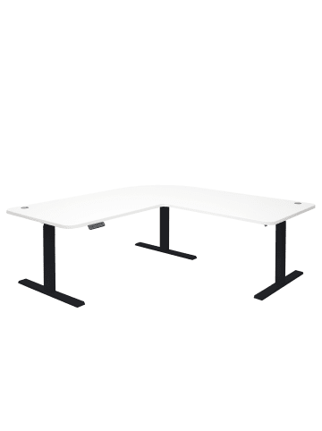 MCW Eck-Schreibtisch D40, Weiß, schwarz