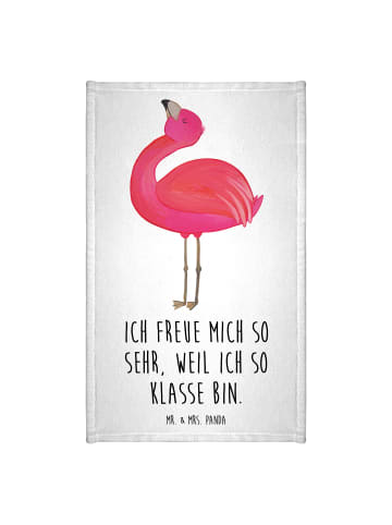 Mr. & Mrs. Panda Handtuch Klein Flamingo Stolz mit Spruch in Weiß
