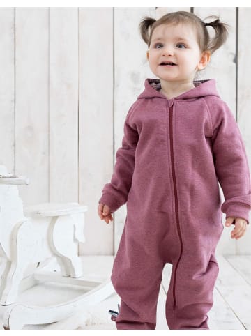 OrganicEra Baby Kapuzen-Strampler in Bordeaux Melange