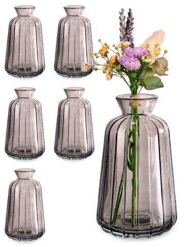 Praknu Kleine Glasvasen für Tischdeko - 6er Set - Vintage Charme - Runde