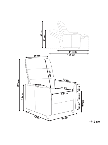 Beliani Fernsehsessel SANDE in Braun/Schwarz - (W) 76 x (H) 102 x (L) 83 cm