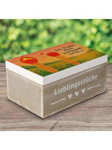 Mr. & Mrs. Panda Holzkiste Streichhölzer Design mit Spruch in Weiß