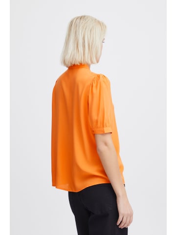 ICHI Kurzarmbluse IHMAIN SH3 20118437 fließendes Bluse mit Raffung in Orange