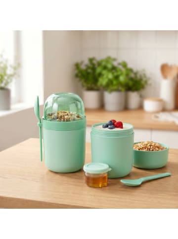 relaxdays 4 x Müslibecher in Grün - 680 ml