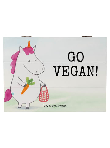 Mr. & Mrs. Panda Box Einhorn Vegan Design mit Spruch in Weiß