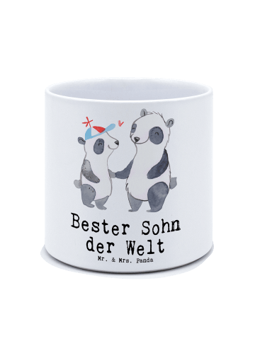 Mr. & Mrs. Panda Keramiktopf Panda Bester Sohn der Welt mit Spruch in Weiß