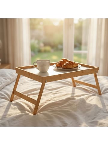 relaxdays 2 x Betttablett in Natur/ Weiß - (B)63 x (H)23,5 x (T)31 cm