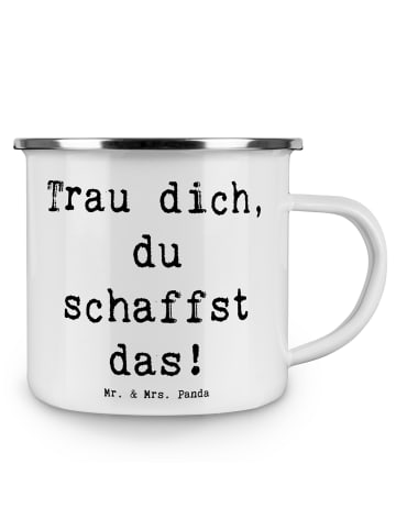Mr. & Mrs. Panda Blechtasse Spruch Angst überwinden mit Spruch in Weiß
