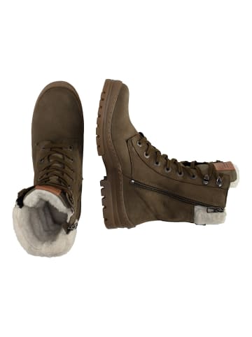 Camel Active Stiefel aus Nubukleder mit warmem Wollfutter in Khaki