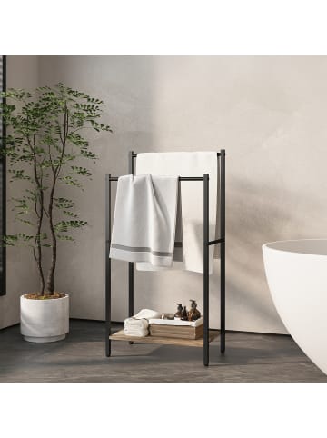 relaxdays Handtuchständer in Natur/ Schwarz - (B)42 x (H)81,5 x (T)24 cm