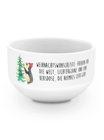 Mr. & Mrs. Panda Salatschüssel Pinguin Weihnachtsbaum mit Spruch in Weiß