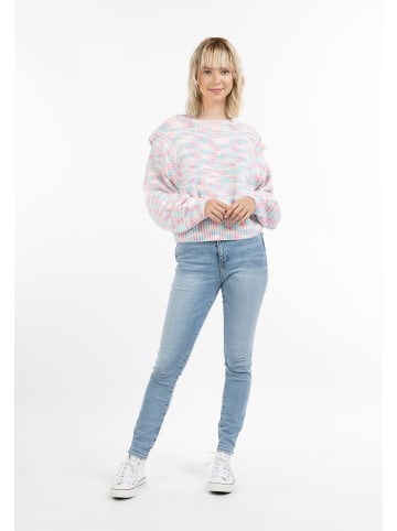 myMo Damen Strickpullover in Rosa Mehrfarbig