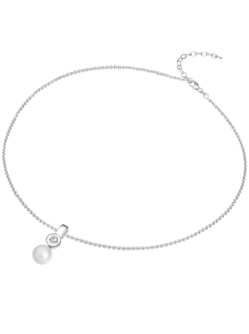 Valero Pearls Perlen-Kette Sterling Silber Zirkonia Süßwasser-Zuchtperle in silber