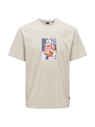 Only&Sons T-Shirt 'Celebrity Life NFL' in beige