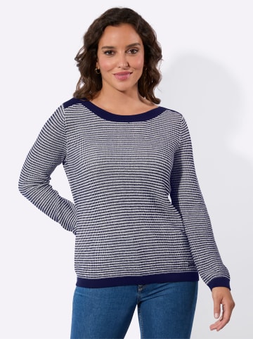 WITT WEIDEN Langarm-Pullover in marine-ecru-gemustert
