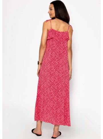 SASSYCLASSY Langes Kleid mit Volants und Print in Rosa