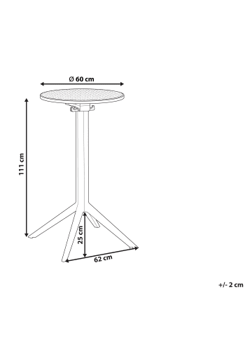 Beliani Stehtisch LEGRENA in Schwarz - (W) 60 x (H) 111 x (L) 60 cm