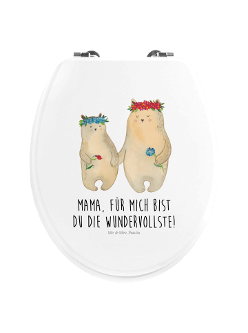 Mr. & Mrs. Panda Toilettendeckel Bären mit Blumenkranz mit Spruch in Weiß