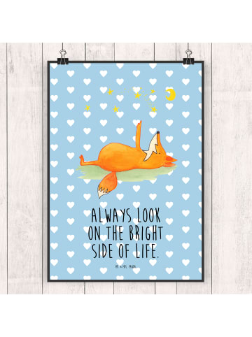 Mr. & Mrs. Panda Bild Fuchs Sterne mit Spruch in Blau Pastell