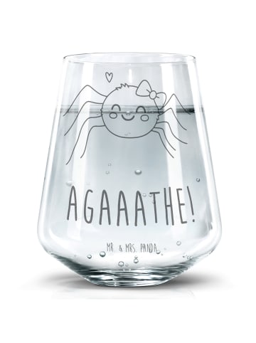 Mr. & Mrs. Panda Trinkglas Spinne Agathe Freude mit Spruch in Transparent