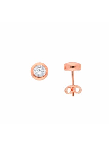 Adeliás Damen 925 Silber Ohrringe / Ohrstecker mit Zirkonia Ø 7 mm in rose