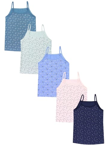 TupTam Mädchen Unterhemd Spaghettiträger Top 5er Pack in blau/grün