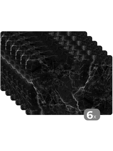 MuchoWow Platzset - Tischset (6-teilig) Schwarz, abwaschbar