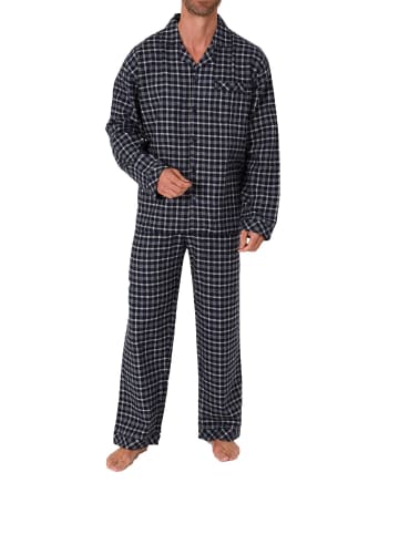 NORMANN Flanell Pyjama Schlafanzug zum durchknöpfen - 70109 in grau