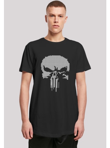 F4NT4STIC Long Cut T-Shirt Marvel Punisher Fake Knit in schwarz