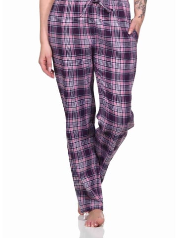 NORMANN Dame Flanell Schlafanzug Hose kariert Baumwolle - 76589 in beere