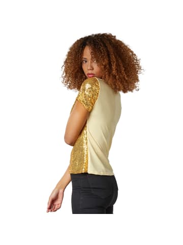 tectake Damen-Shirt mit kurzen Ärmeln und Rundhalsausschnitt, gold