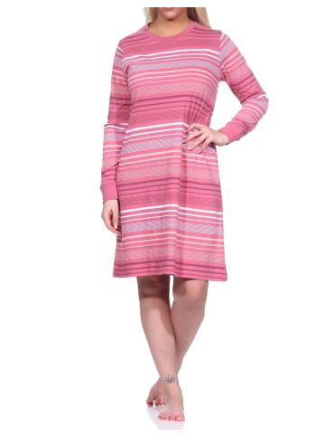 NORMANN Nachthemd langarm Bündchen Streifen - 76177 in altrose