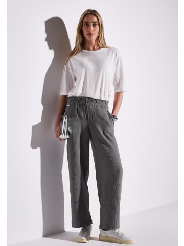 Street One 'Wide Leg Musselin Hose' Grau