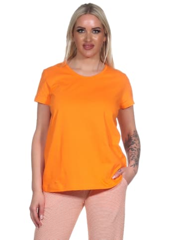 NORMANN Schlafanzug Shirt kurzarm Pyjama Oberteil Mix & Match in orange