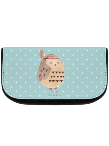 Mr. & Mrs. Panda Schminktasche Eule Federschmuck ohne Spruch in Türkis Pastell