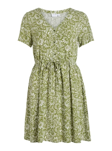 Vila Mini Blumen Kleid Sommer Kurzarm Dress VVILISE in Grün