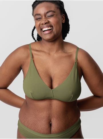 Erlich Textil  Viola bügelloser BH mittlerer Halt aus Bio-Baumwolle - verstellbare Träger in olive