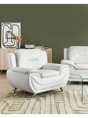 Beliani Sessel LEIRA in Weiß/Silber - (W) 111 x (H) 86 x (L) 78 cm