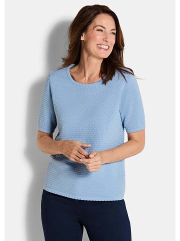 GOLDNER Halbarm Strickshirt mit Rundhals in hellblau