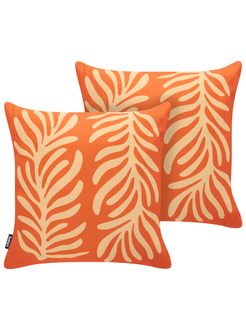 Beliani 2er-Set Gartenkissen ALISMA in Orange/Beige