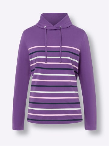 Sieh an! Rollkragen-Shirt in lila-rosé-gestreift